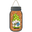 Gnome With Yarn Novelty Metal Mason Jar Sign