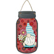 Gnome With Daisy Novelty Metal Mason Jar Sign