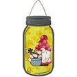 Gnome With Chicken Yellow Novelty Metal Mason Jar Sign