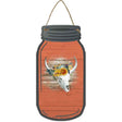 Cow Skull Orange Novelty Metal Mason Jar Sign