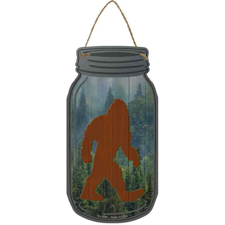 Bigfoot Shadow Standing Novelty Metal Mason Jar Sign