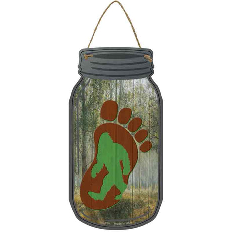 Bigfoot Footprint Novelty Metal Mason Jar Sign