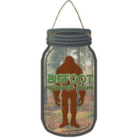 Bigfoot Research Team Novelty Metal Mason Jar Sign