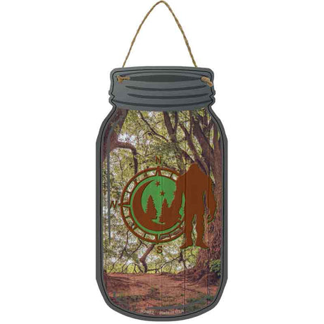 Bigfoot Compass Night Novelty Metal Mason Jar Sign