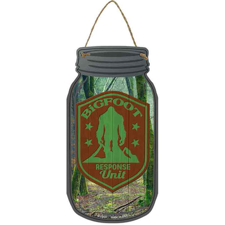 Bigfoot Response Unit Novelty Metal Mason Jar Sign