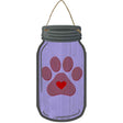 Paw Print Purple Novelty Metal Mason Jar Sign