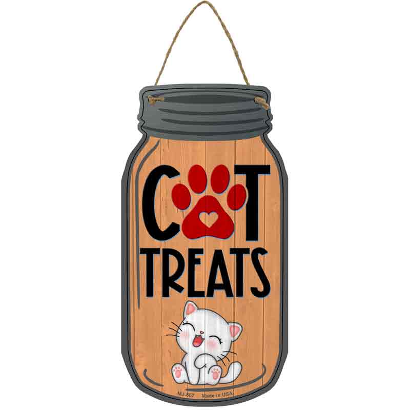 Cat Treats Orange Novelty Metal Mason Jar Sign