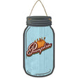 Pumpkin Blue Novelty Metal Mason Jar Sign