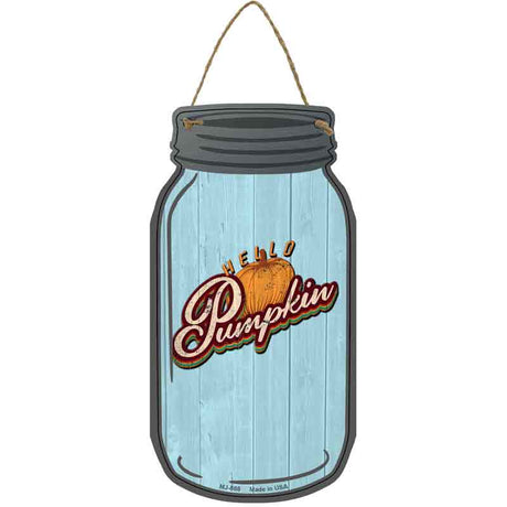 Pumpkin Blue Novelty Metal Mason Jar Sign