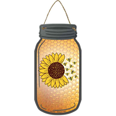 Sunflower Bee Petals Novelty Metal Mason Jar Sign