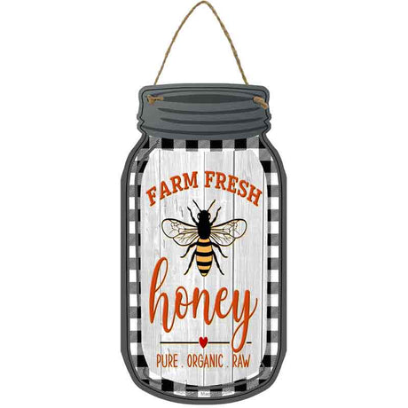 Farm Fresh Honey Black Plaid Novelty Metal Mason Jar Sign