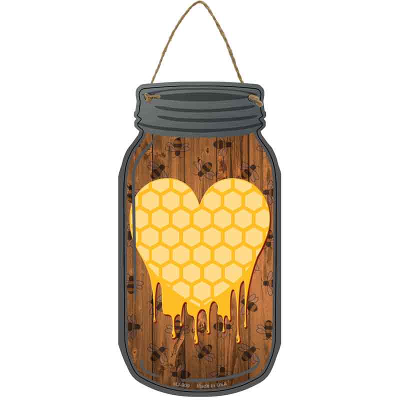 Honeycomb Heart Novelty Metal Mason Jar Sign