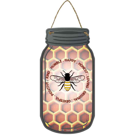 Humble Happy Honest Bee Novelty Metal Mason Jar Sign