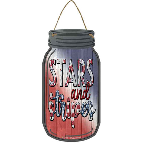 Stars And Stripes Red White Blue Novelty Metal Mason Jar Sign