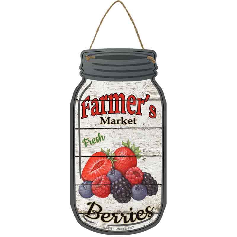 Berries Farmers Market Novelty Metal Mason Jar Sign