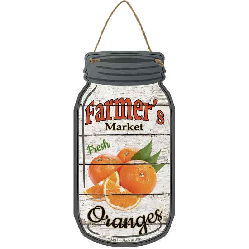 Oranges Farmers Market Novelty Metal Mason Jar Sign