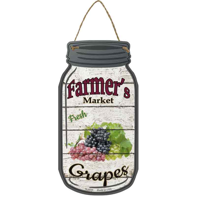 Grapes Farmers Market Novelty Metal Mason Jar Sign