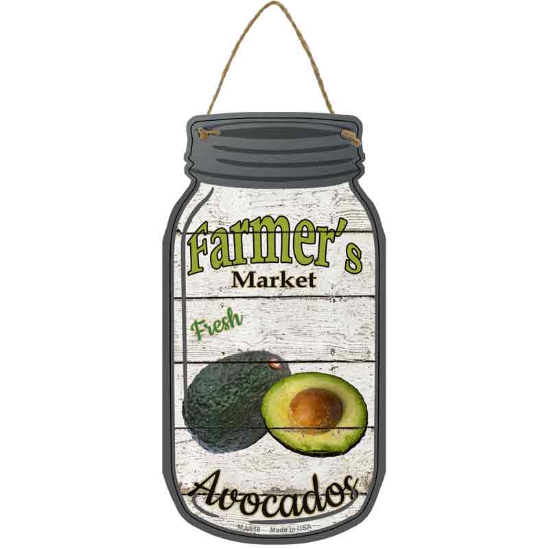 Avocados Farmers Market Novelty Metal Mason Jar Sign