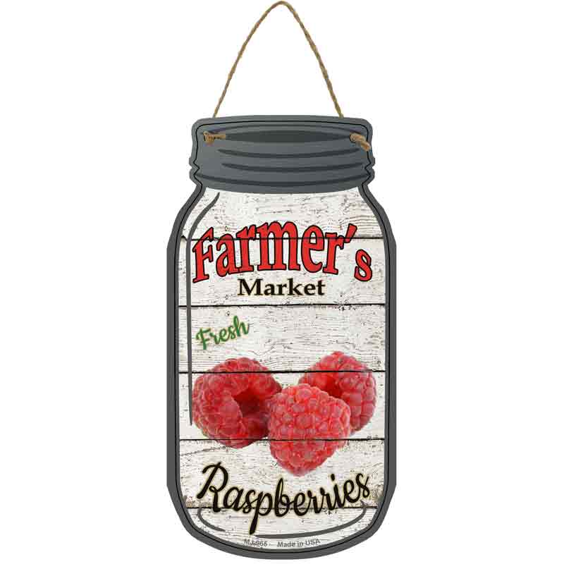 Raspberries Farmers Market Novelty Metal Mason Jar Sign