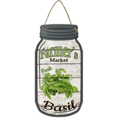 Basil Farmers Market Novelty Metal Mason Jar Sign