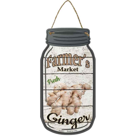 Ginger Farmers Market Novelty Metal Mason Jar Sign