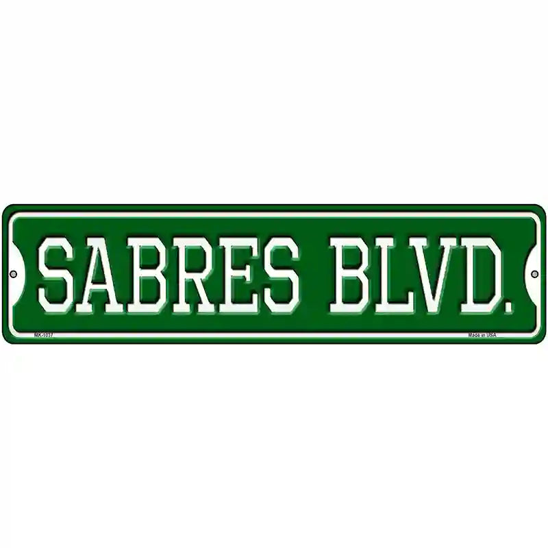 Sabres Blvd Novelty Metal Street Sign 12" x 3" (MK)