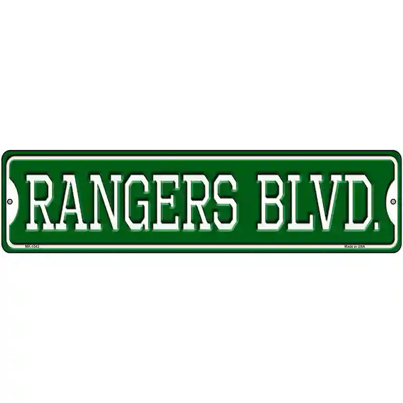 Rangers Blvd Novelty Metal Street Sign 12" x 3" (MK)