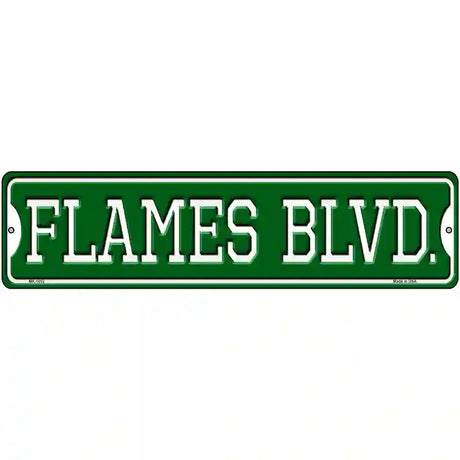 Flames Blvd Novelty Metal Street Sign 12" x 3" (MK)