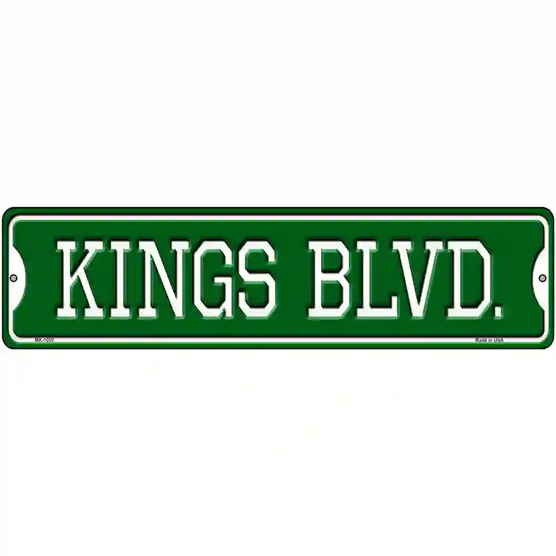 Kings Blvd Novelty Metal Street Sign 12" x 3" (MK)