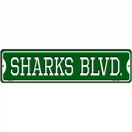 Sharks Blvd Novelty Metal Street Sign 12" x 3" (MK)