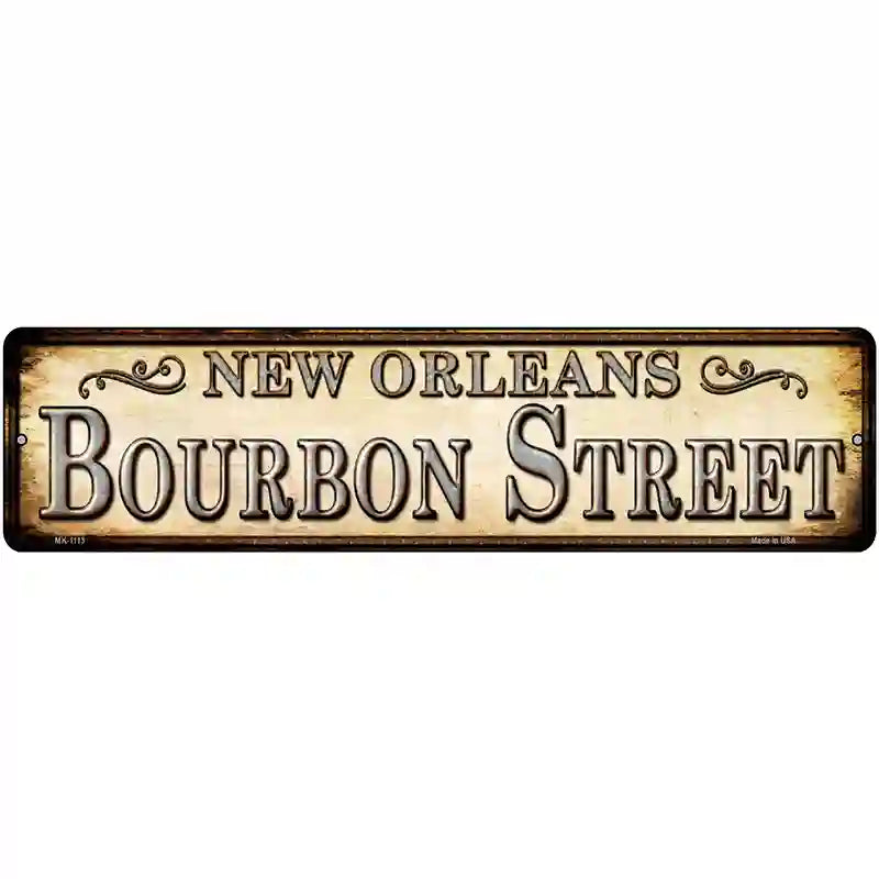 Bourbon Street New Orleans Novelty Metal Street Sign 12" x 3" (MK)