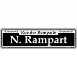 N. Rampart Novelty Metal Street Sign 12" x 3" (MK)