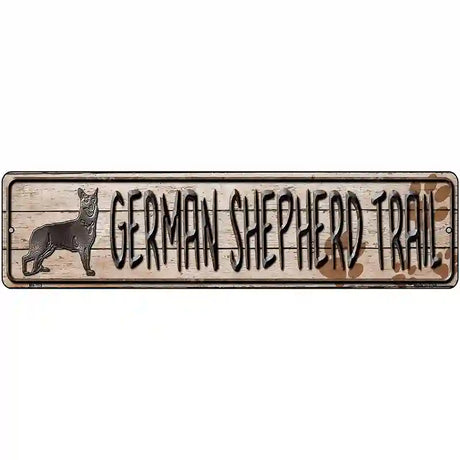 German Shepherd Trail Novelty Metal Street Sign 12" x 3" (MK)