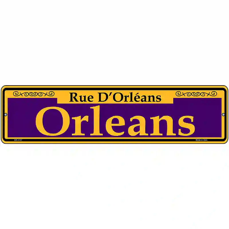 Orleans Purple Novelty Metal Street Sign 12" x 3" (MK)