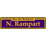 N. Rampart Purple Novelty Metal Street Sign 12" x 3" (MK)