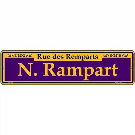 N. Rampart Purple Novelty Metal Street Sign 12" x 3" (MK)