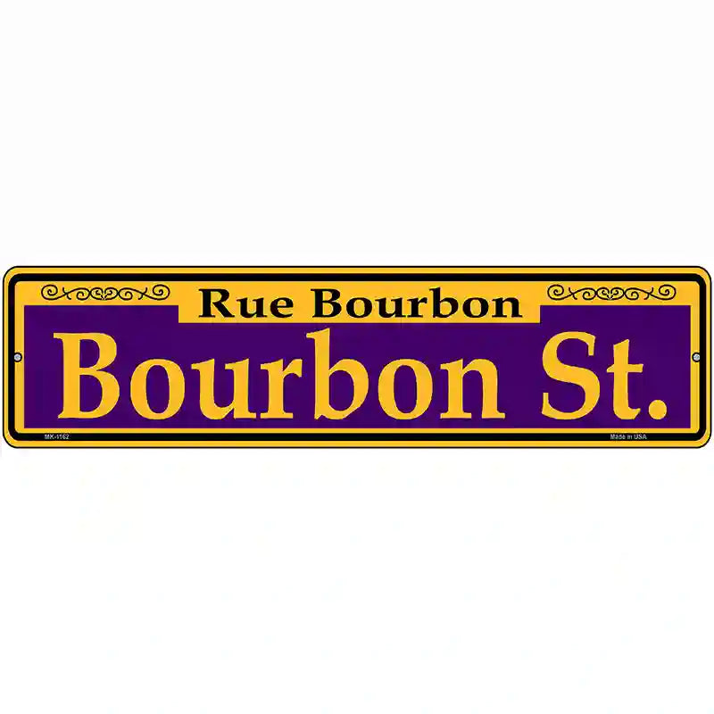 Bourbon St. Purple Novelty Metal Street Sign 12" x 3" (MK)