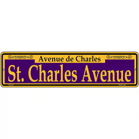 St. Charles Avenue Purple Novelty Metal Street Sign 12" x 3" (MK)