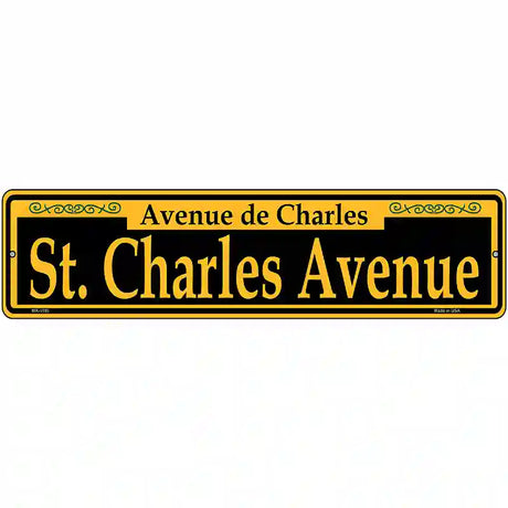 St. Charles Avenue Yellow Novelty Metal Street Sign 12" x 3" (MK)