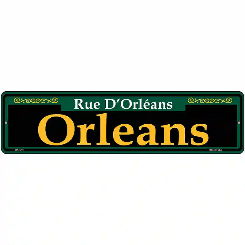 Orleans Green Novelty Metal Street Sign 12" x 3" (MK)