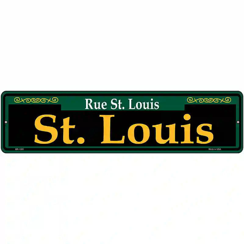 St. Louis Green Novelty Metal Street Sign 12" x 3" (MK)