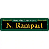 N. Rampart Green Novelty Metal Street Sign 12" x 3" (MK)