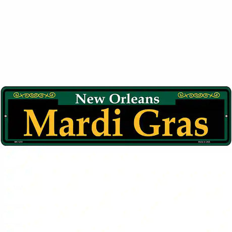 Mardi Gras Green Novelty Metal Street Sign 12" x 3" (MK)