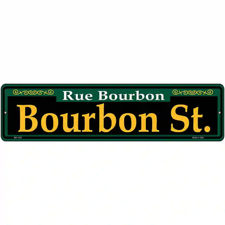 Bourbon St. Green Novelty Metal Street Sign 12" x 3" (MK)