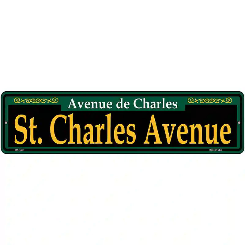 St. Charles Avenue Green Novelty Metal Street Sign 12" x 3" (MK)