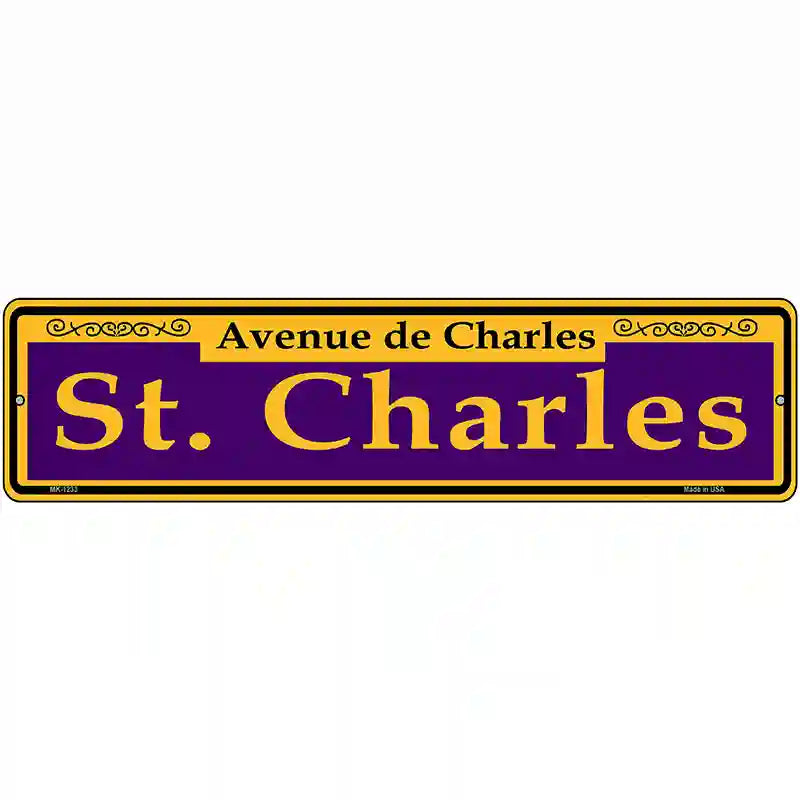 St. Charles Purple Novelty Metal Street Sign 12" x 3" (MK)