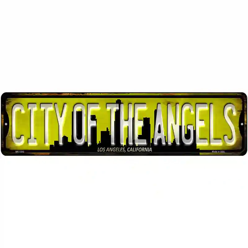 Los Angeles California City of Angels Novelty Metal Street Sign 12" x 3" (MK)