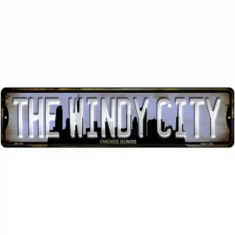 Chicago Illinois The Windy City Novelty Metal Street Sign 12" x 3" (MK)