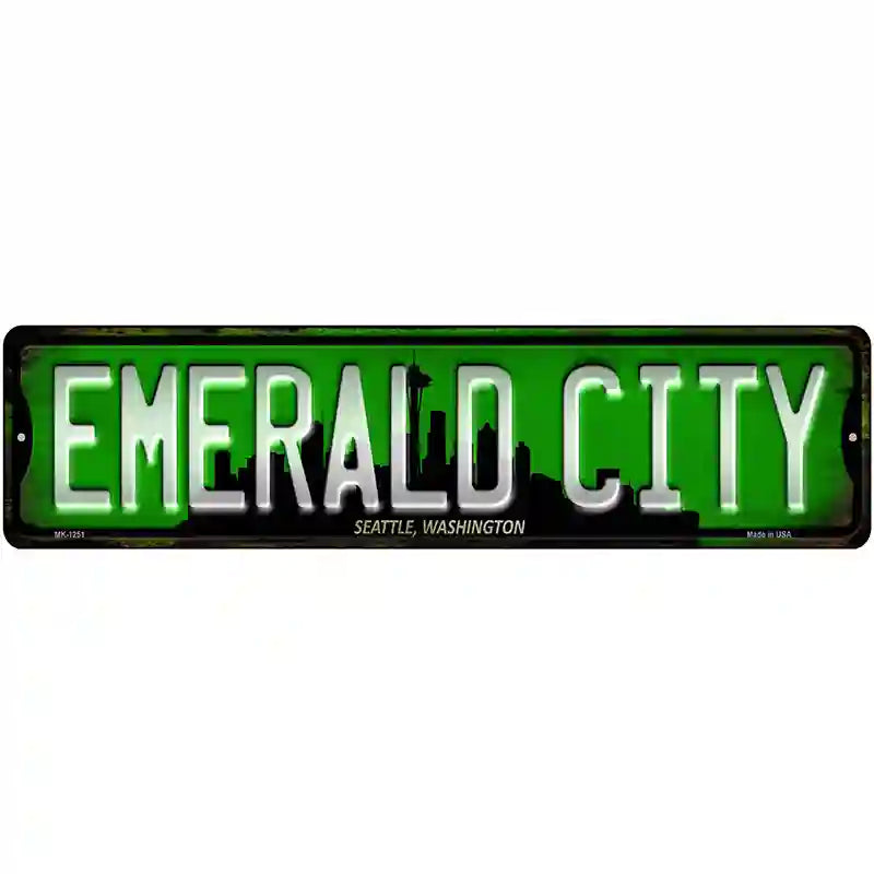 Seattle Washington Emerald City Novelty Metal Street Sign 12" x 3" (MK)