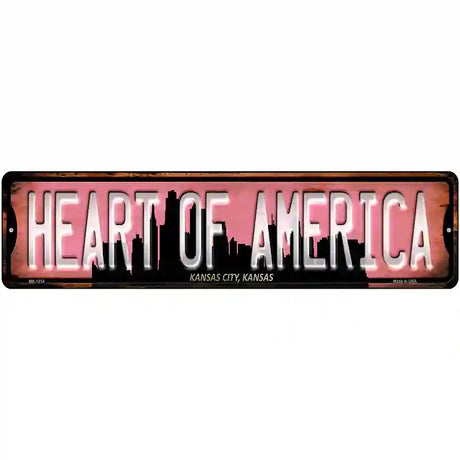 Kansas City Kansas Heart of America Novelty Metal Street Sign 12" x 3" (MK)